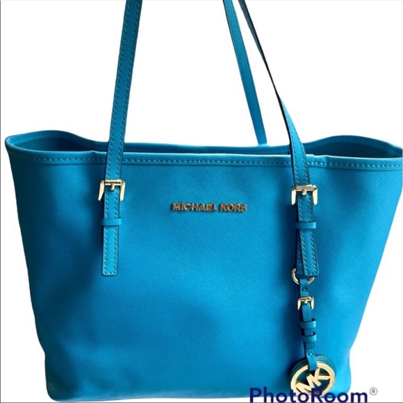 Handbags - MICHAEL KORS Cobalt Blue Leather Shopper Tote